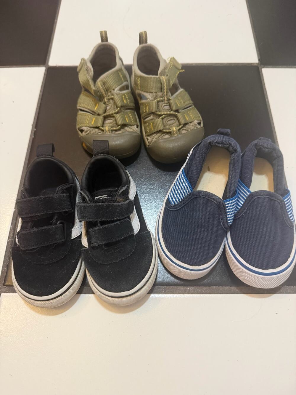 Lot of 3 - Kids size 5, Old Navy slip-ons, Vans velcro sneakers, KEEN sandals